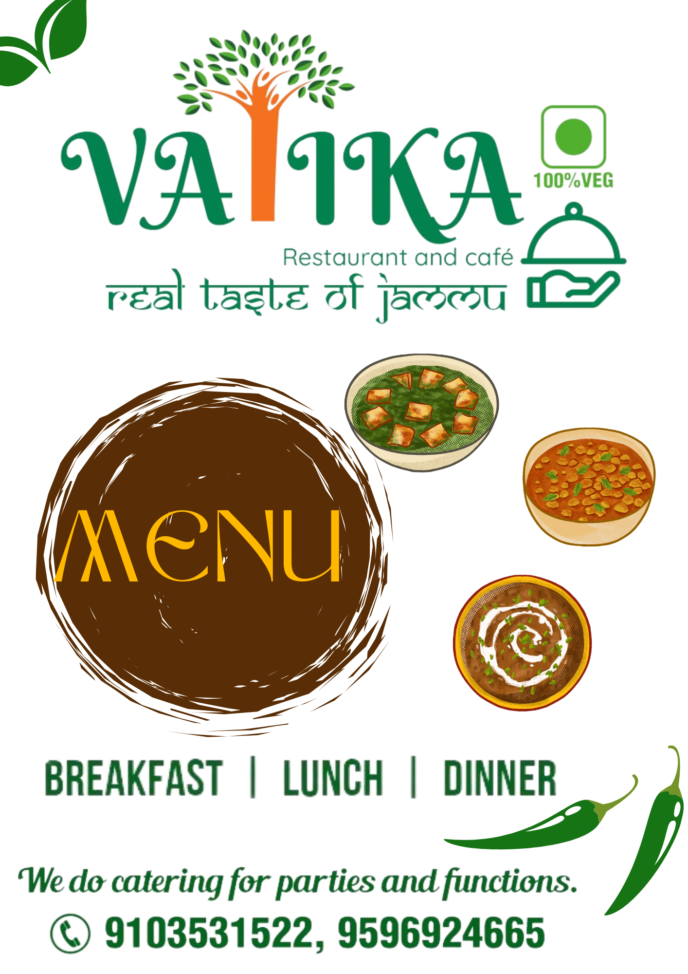 Vatika Restaurant Menu - Page 1